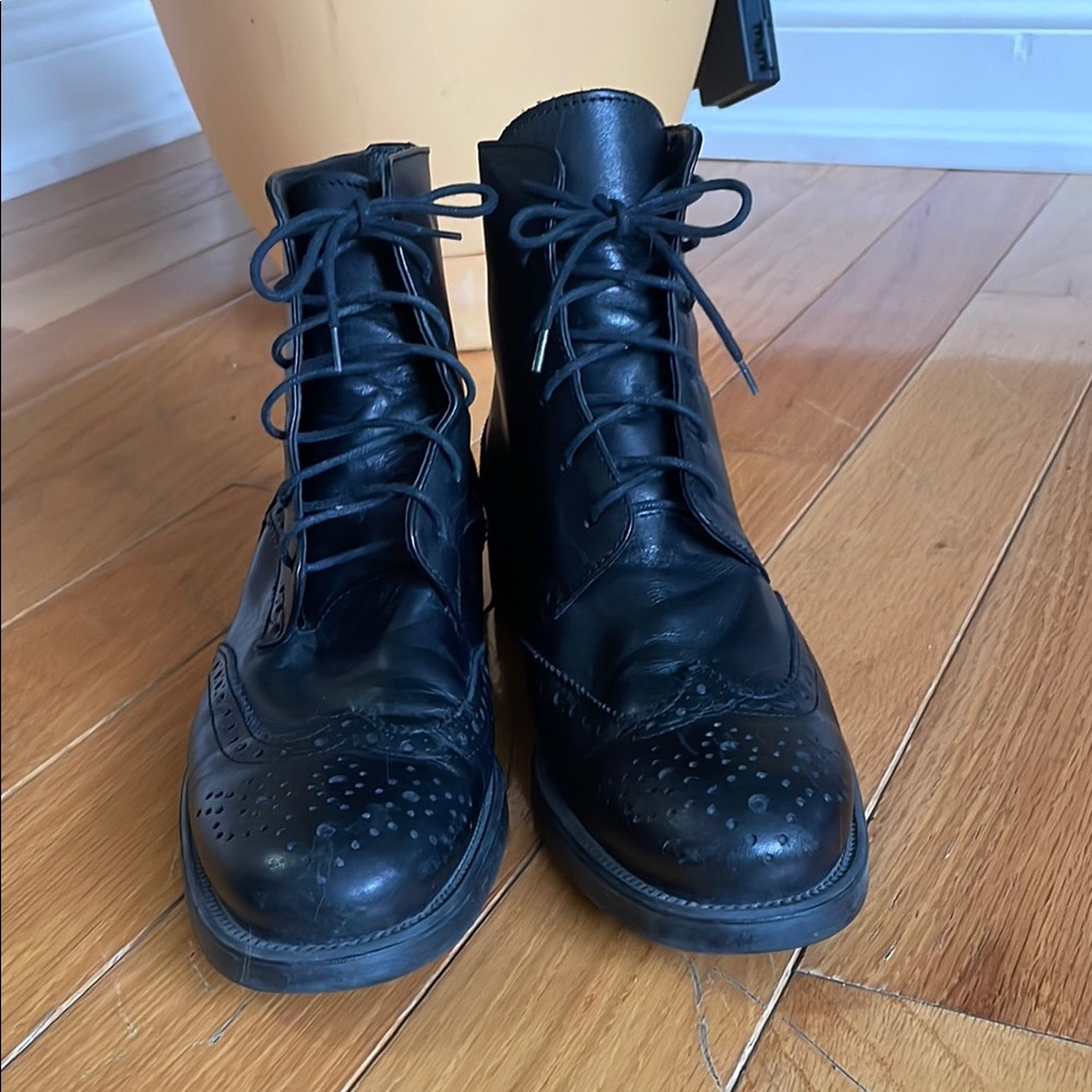 Unisex Black Leather Boots